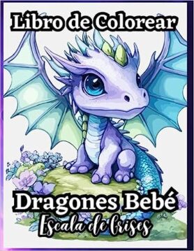 Dragones bebé para colorear - Libro en Escala de Grises