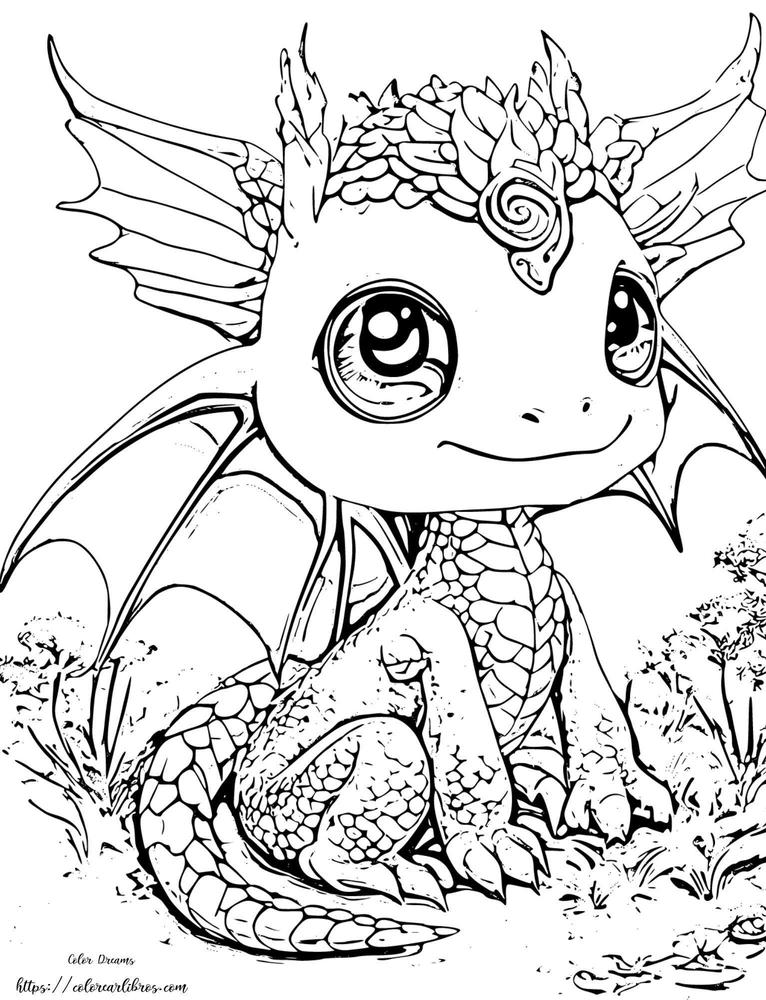 Dragón Bebé para colorear GRATIS | DESCARGA INMEDIATA – Color Dreams