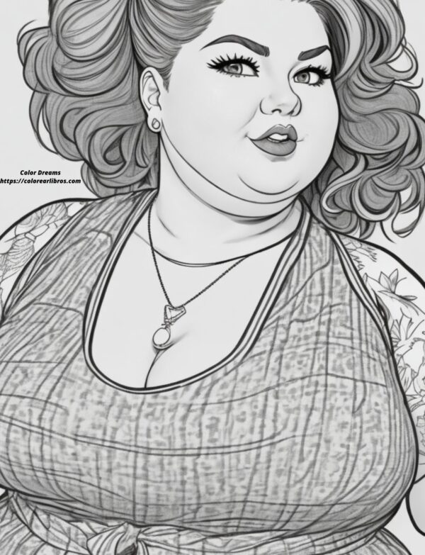 Dibujo de una mujer curvy para colorear