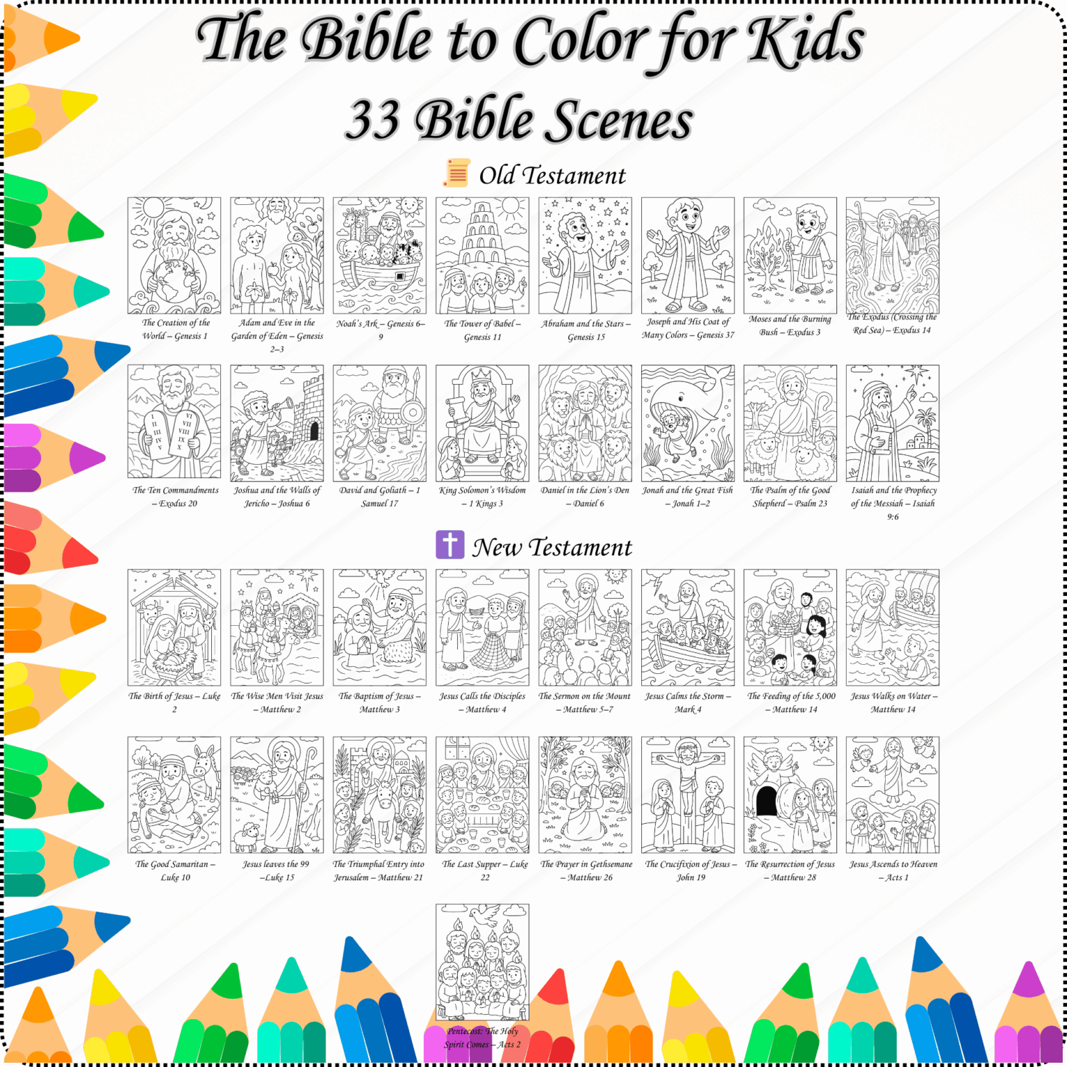La Biblia para colorear – 33 escenas bíblicas para niños – Color Dreams